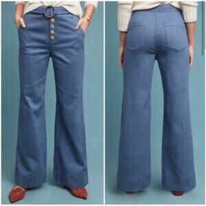 Anthropologie Blue Wide-Leg Pants